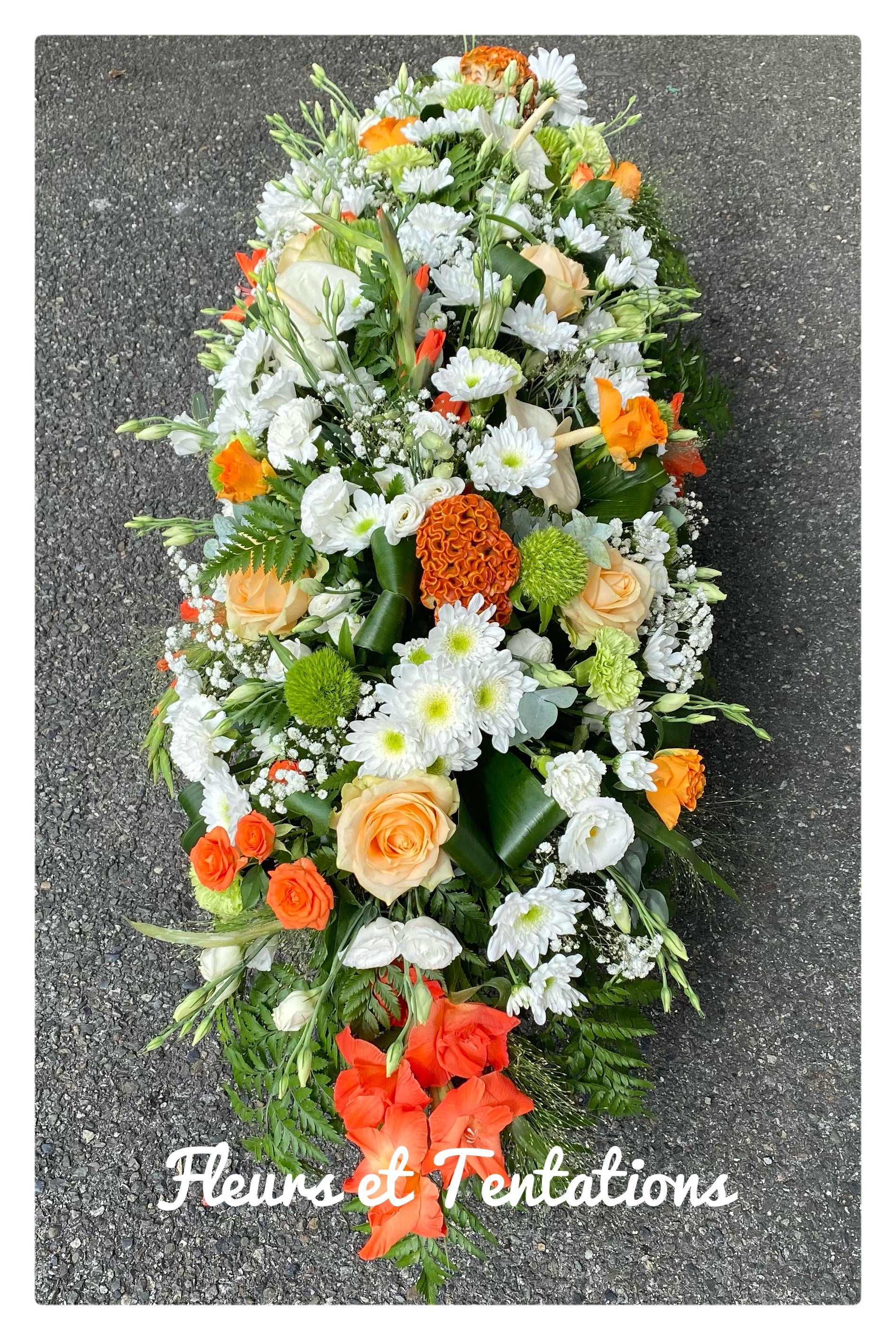 Dessus de cercueil orangé/blanc