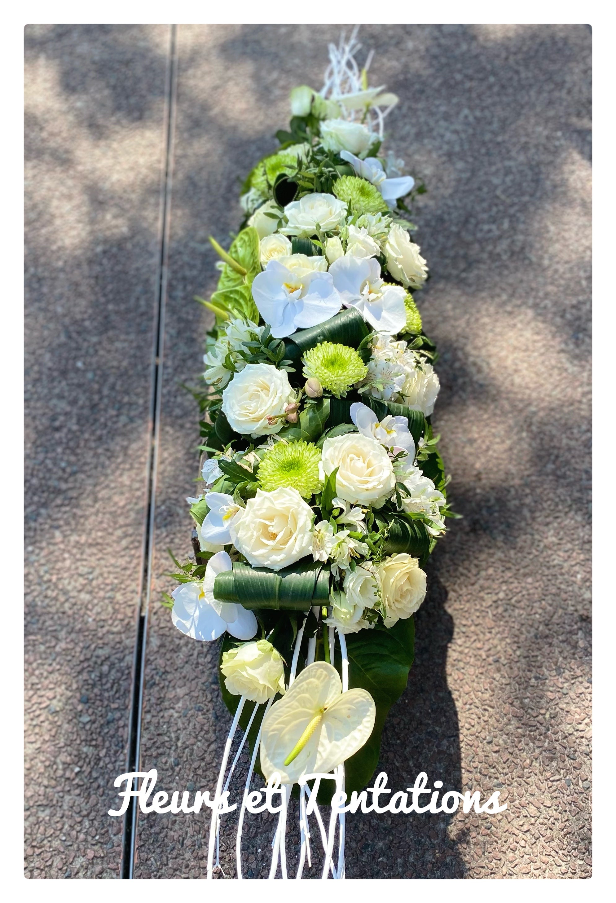 Dessus de cercueil blanc/vert