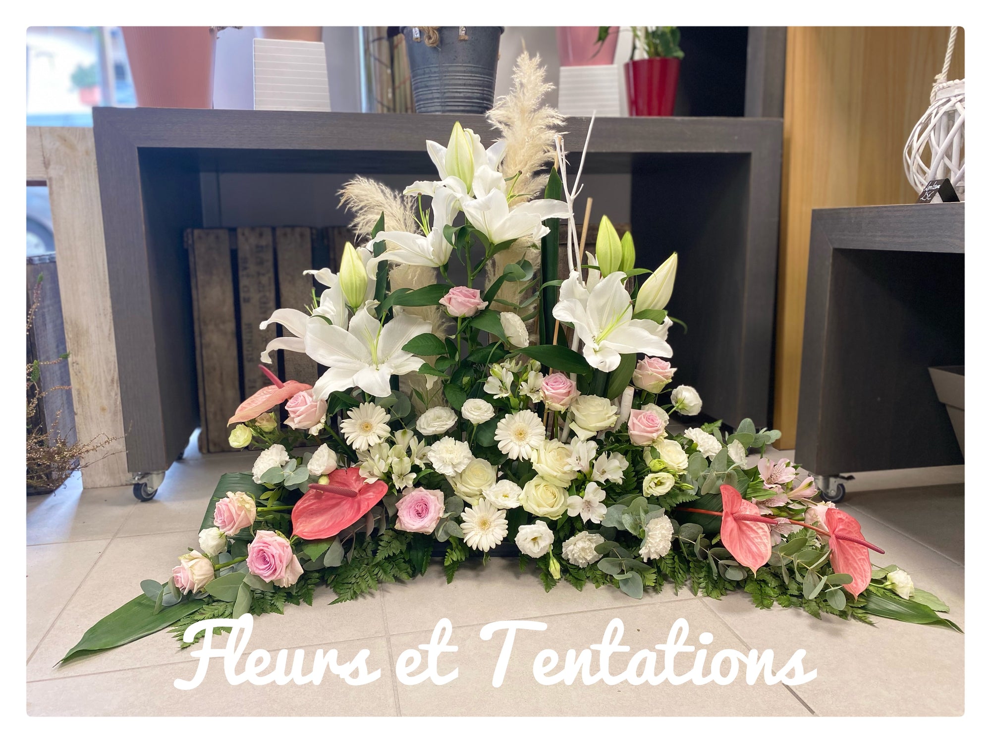 Devant de tombe blanc/rose