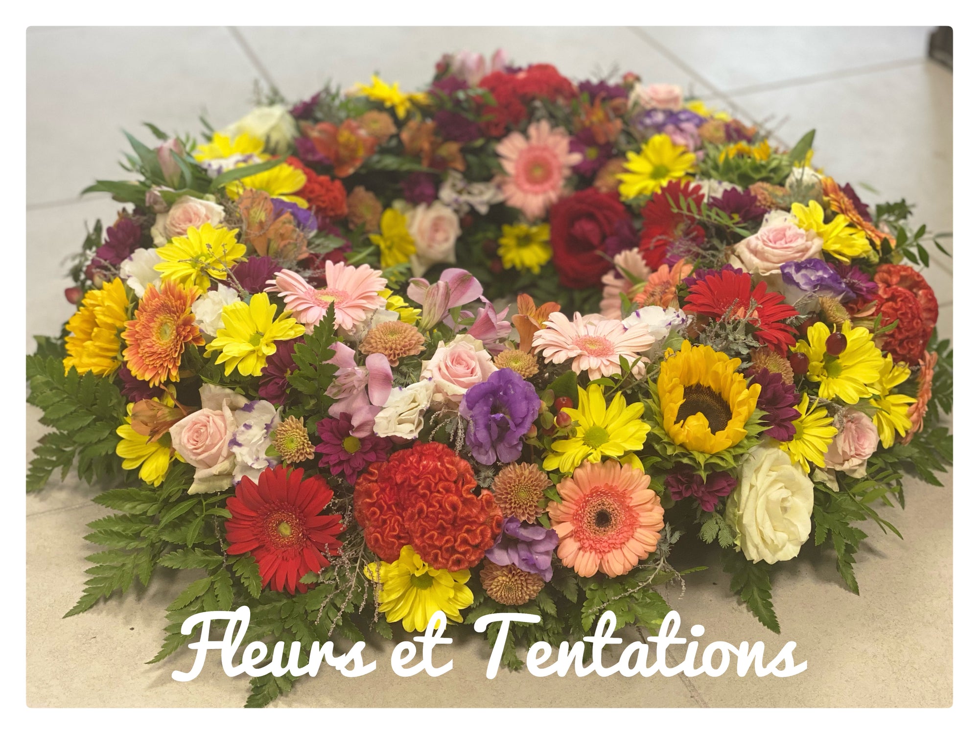 Couronne de fleurs multicolores